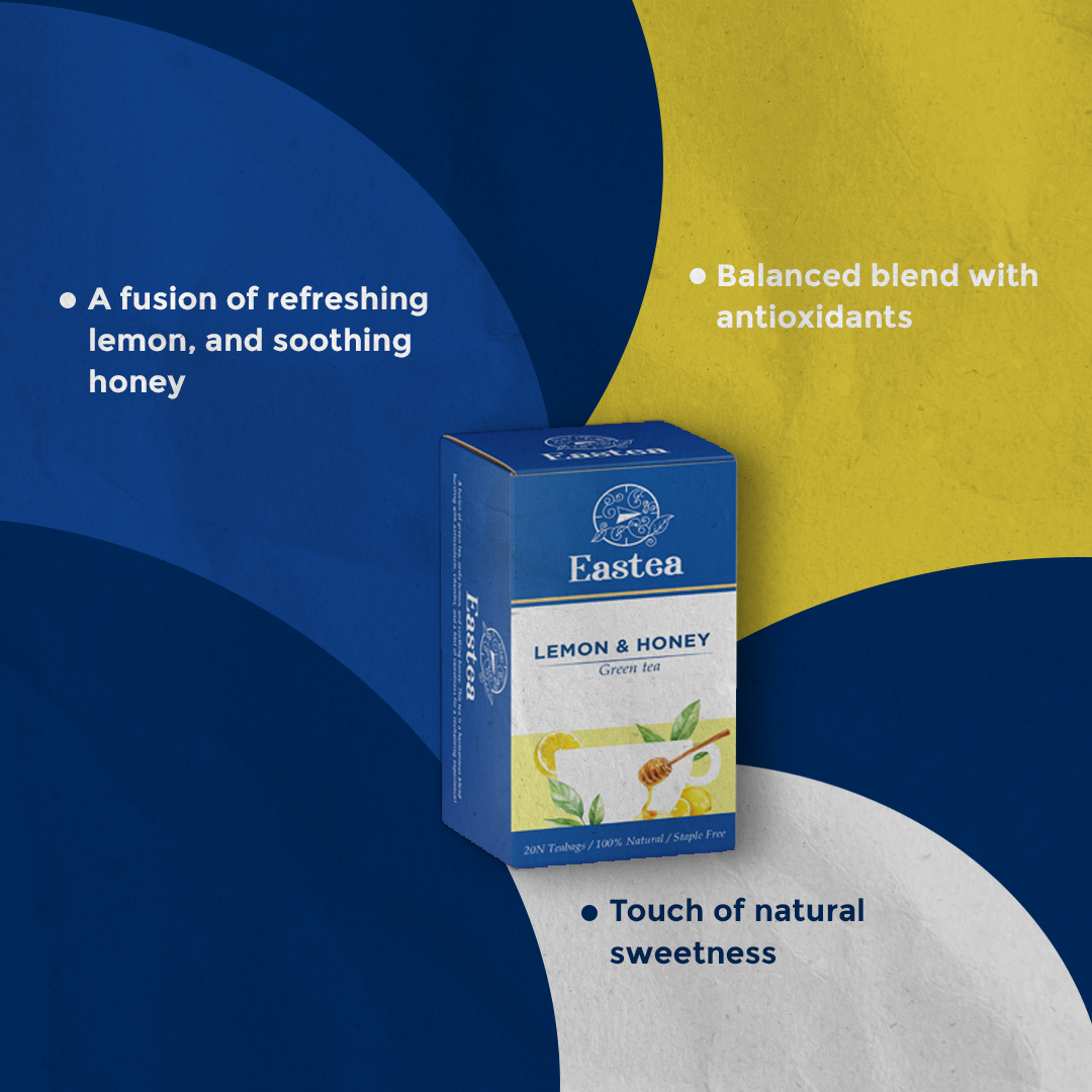 Eastea | Lemon and Honey | Green Tea | 20N | 100% Natural | Staple Free