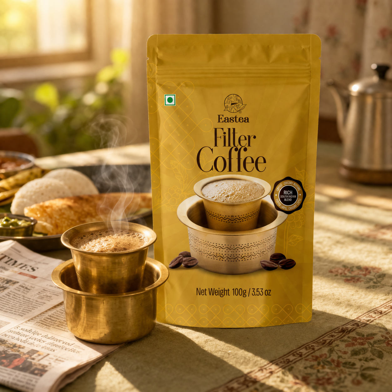 Eastea Premium Filter Coffee Powder – Rich South Indian Blend 100g With 200g Jaggery Powder Free Combo